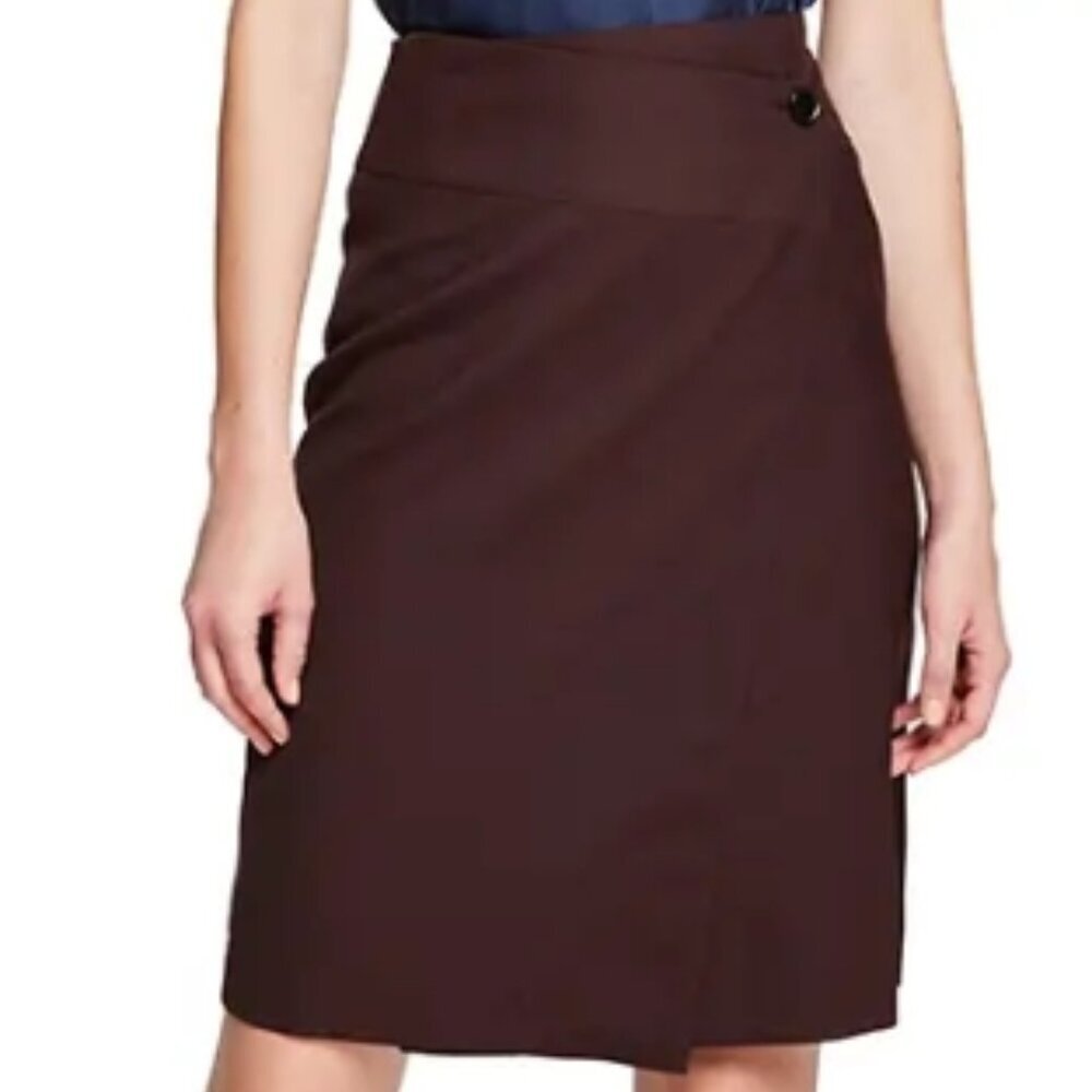 Reiss Alessia Wrap Front Skirt – Burgundy – Size US 4 – NWT